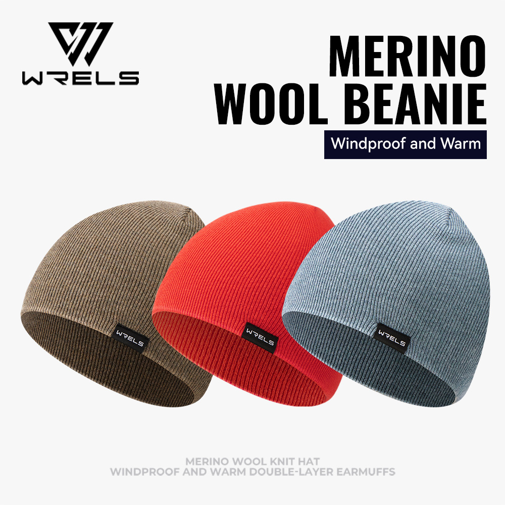 Knit Beanie Hat Warm - WRELS Berretto in lana merino per